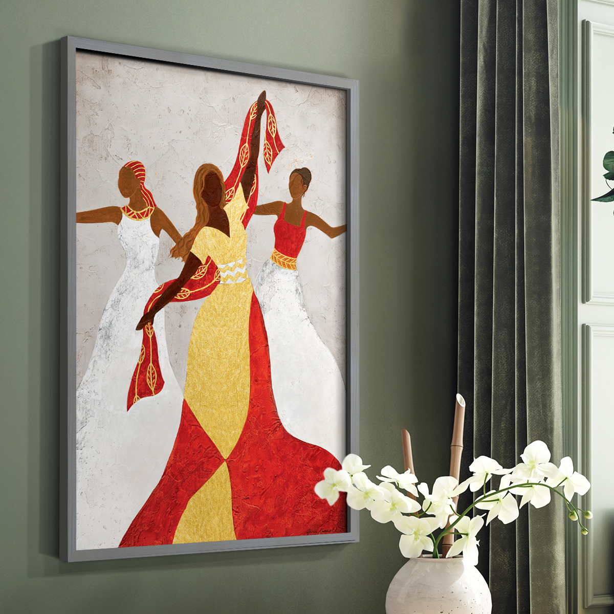 Golden Celebration in Gray Solid Wood 11 x 14 Framed Print