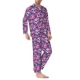 thumbnail image 2 of Honeii cool Skull flower colorful Pattern Mens Pajamas Set,2pcs Men's Lounge Long Sleeve Sleep Shirt and Pajama Bottoms Sleepwear Set,Mens Pjs Sets-XX-Large, 2 of 7