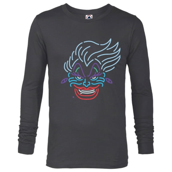 Disney Ursula Neon Face T-Shirt - Long Sleeve T-Shirt for Men - Customized-Charcoal Heather