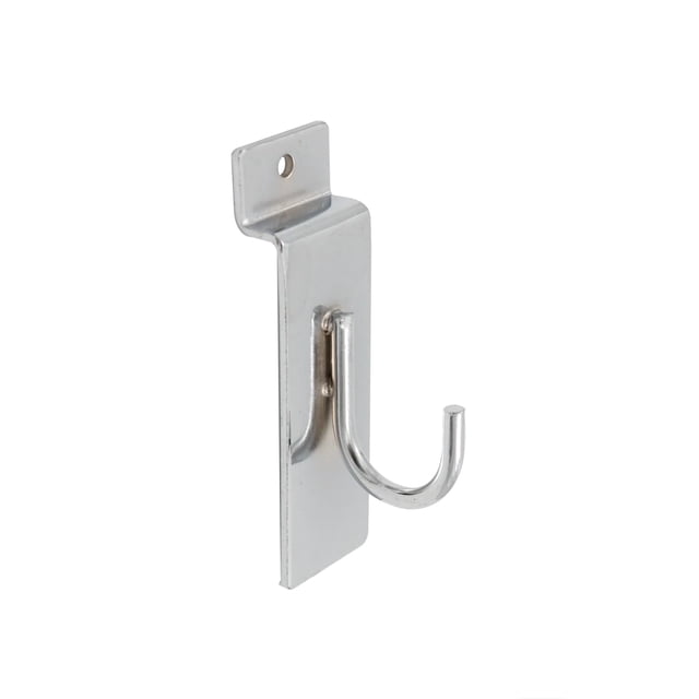 SSWBasics Pack of 25 Chrome Slatwall Hooks for Display - Durable Slat Wall Hanging Hooks for Retail and Home Use - Versatile and Sturdy Slat Wall Accessories