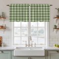 thumbnail image 2 of Green Gingham Tier Curtains 24 Inch Length, Farmhouse Buffalo Plaid Checkered Cafe Short Curtains for Bathroom Over Sink, Small Kitchen Curtain Light Filtering Tiered Drapes 2 Panels 27.5"Wx24"L, 2 of 9