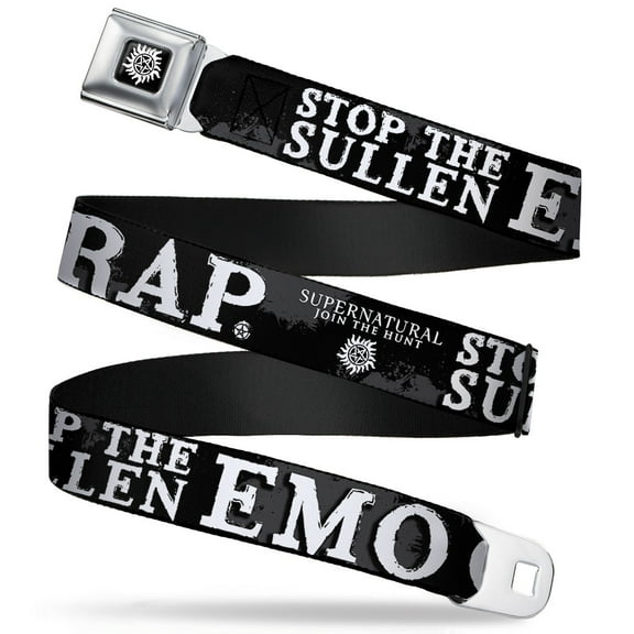 Winchester Logo Full Color Black White Supernatural Stop The Sullen Emo Seatbelt Belt Standard