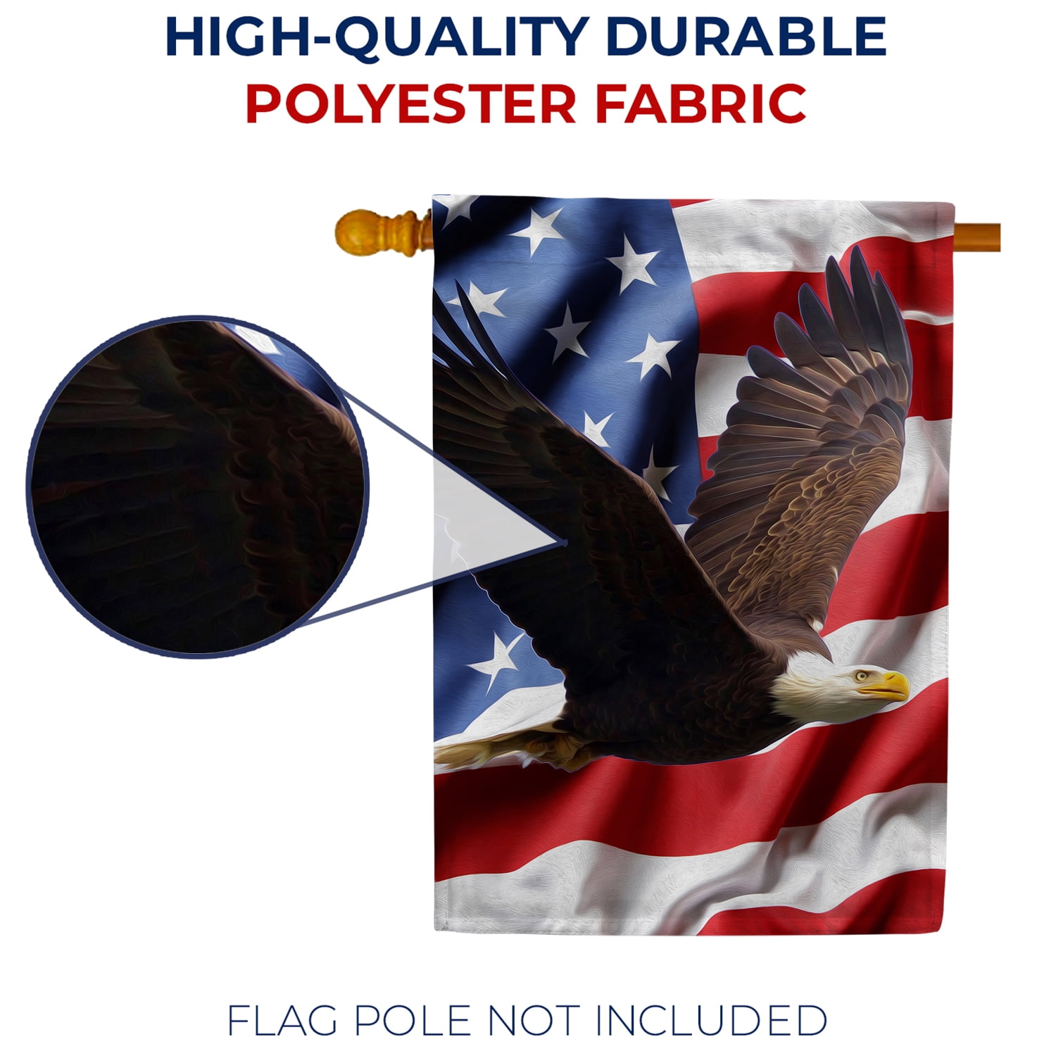 America Forever Wings of Freedom House Flag, 28 x 40 inch Double Sided, Bald Eagle American Flag Patriotic 4th of July Liberty Freedom Wings Soaring Outdoor Decor