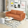 thumbnail image 3 of Costway Modern Loveseat Linen Fabric 2-Seat Sofa Couch w/ Side Storage Pocket Orange, 3 of 10