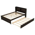 thumbnail image 4 of Jopath Full Size Bed Frame with Trundle and Bookcase, Platform Bed Frame with Pull Out Trundle Bed, Wooden Twin Bed Frame with Storage Shelves, for Boys,Girls Espresso, 4 of 5