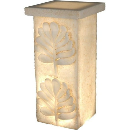 Benzara BM181052 Polyresin Pedestal with Embossed Leaf Design, Cream