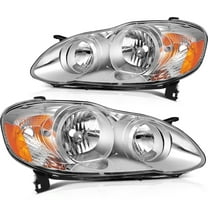 ECCPP Headlights Assembly Direct Replacement For Toyota Corolla 2003-2008 Headlamps Chrome Housing Amber Reflector Clear Lens Left Right Side