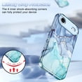 thumbnail image 6 of CASEFIV Compatible with iPhone Air Case 6.5 Inch 2025,Marble Pattern 3 in 1 Heavy Duty Shockproof Rugged Hard PC+Soft Silicone Drop Protective Women Girls Phone Cases for iPhone 17 Air,Blue Cyan, 6 of 7
