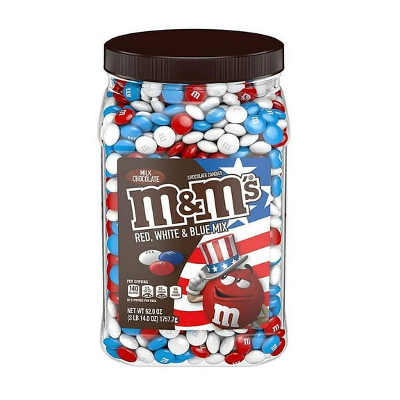 M&M'S Red, White & Blue Patriotic Milk Chocolate Candy Limited Edition Jar (62 oz.)