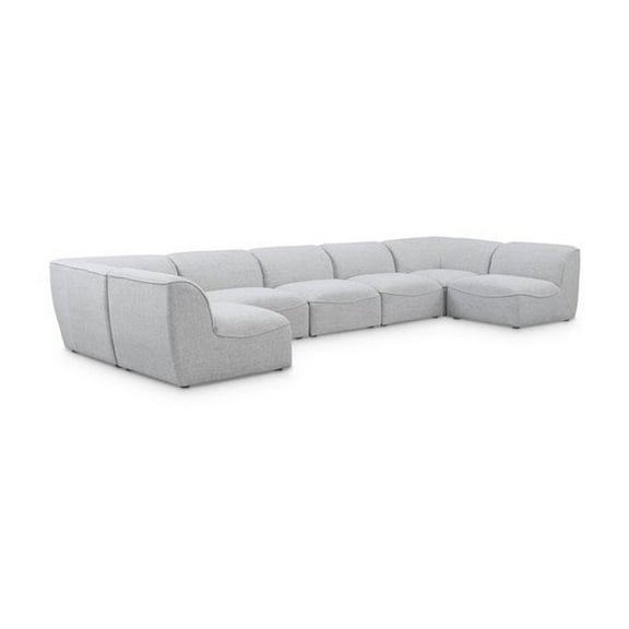 Meridian Furniture Miramar Grey Durable Linen Textured Modular Sectional