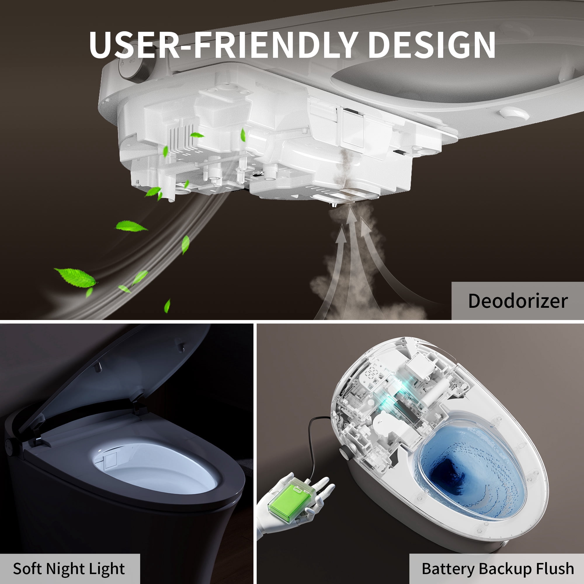 DeerValley DV-1S0457 Smart Bidet Toilet, ADA One Piece Tankless Elongated Toilet with Auto Flush, Heated Seat, Hot & Cold Massage Wash, Warm Air Dryer, Remote Control, 1000g MaP Flush