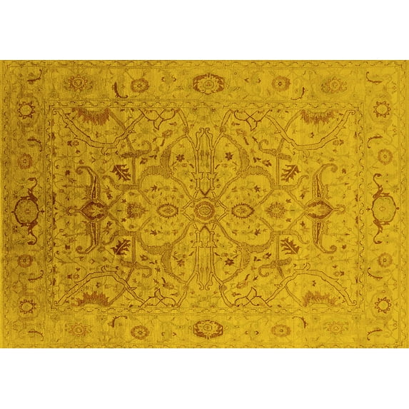Ahgly Company Indoor Rectangle Oriental Yellow Industrial Area Rugs, 2' x 3'