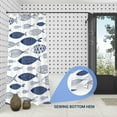 thumbnail image 3 of Durable Blue Shower Curtain Set with Hooks, Fabric Polyester Nautical Fish Print Shower Curtains for Bathrooms, H72in X W72in, Waterproof and Machine Washable (White and Blue), 3 of 5