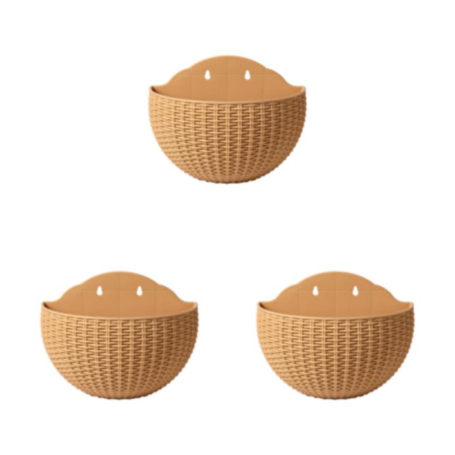 Transemion Stylish And Durable Plastic Flowerpot With Drainage ABS Wall Plastic Pot Flower Pot Widely Used Double-layer Structure khaki 3Set