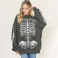 thumbnail image 2 of HUITKMM Chandail pour Femmes Unisexe Mode Imprimé Design Squelette Surdimensionné Longline Sans Capuche Col Rond pour et Mode Urbaine Décontracté, 2 of 5