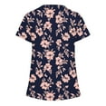 thumbnail image 4 of Idoravan Womens Tops Short Sleeve V Neck Women's Scrub Tops Women Casual Fashion Floral Printed Short Sleeve V-Neck Pocket Work Tops Pink XL, 4 of 5