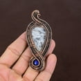 thumbnail image 2 of Natural Dendrite Opal,Lapis Stone Handmade Copper Wire Wrap Pendant 3.54", 2 of 4
