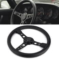 thumbnail image 2 of Gupbes 350mm/14in For MOMO Prototipo Style 6-Bolt Black Leather Racing Steering Wheel Gray Stitching With Horn Button Auto Accessory, 2 of 8