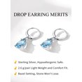 thumbnail image 6 of Bestyle Created Aquamarine Dangle Earrings Women Sterling Silver Hoop Earrings Teardrop Birthstone Ear Charms for Wedding Birthday Everyday Wear, 6 of 8