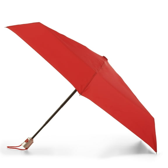 Totes Recycled Canopy One-Touch Auto Open Ultra Compact Mini Travel Rain Umbrella with Carrying Case Red