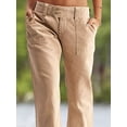 thumbnail image 5 of Pantalones elásticos de cintura baja para mujer con bolsillos Pantalones de vestir de pierna acampanada Pantalones pequeños para trabajo de oficina BusinessE-gray-low RiseX-Small, 5 of 5
