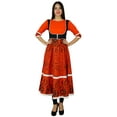 thumbnail image 3 of Bimba Orange Flaired Kurti Printed Cotton Kurta Indian Designer Clothing Dress, 3 of 7