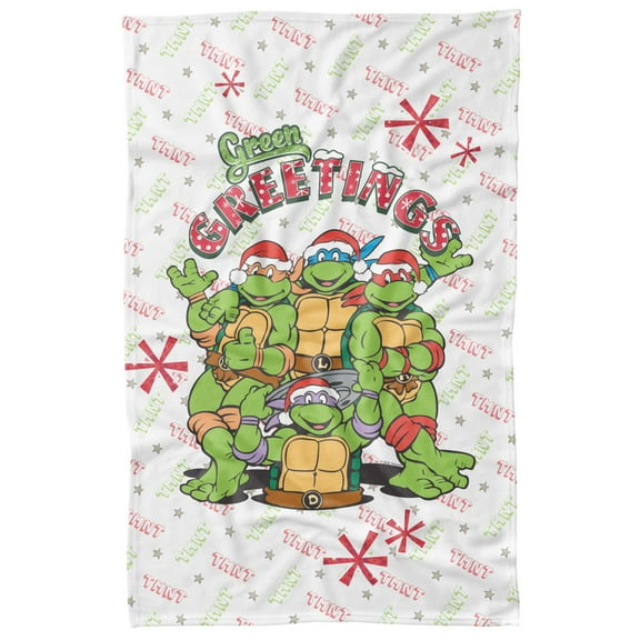 TMNT Teenage Mutant Ninja Turtles Blanket, 36'x58' Green Greetings Fleece Blanket