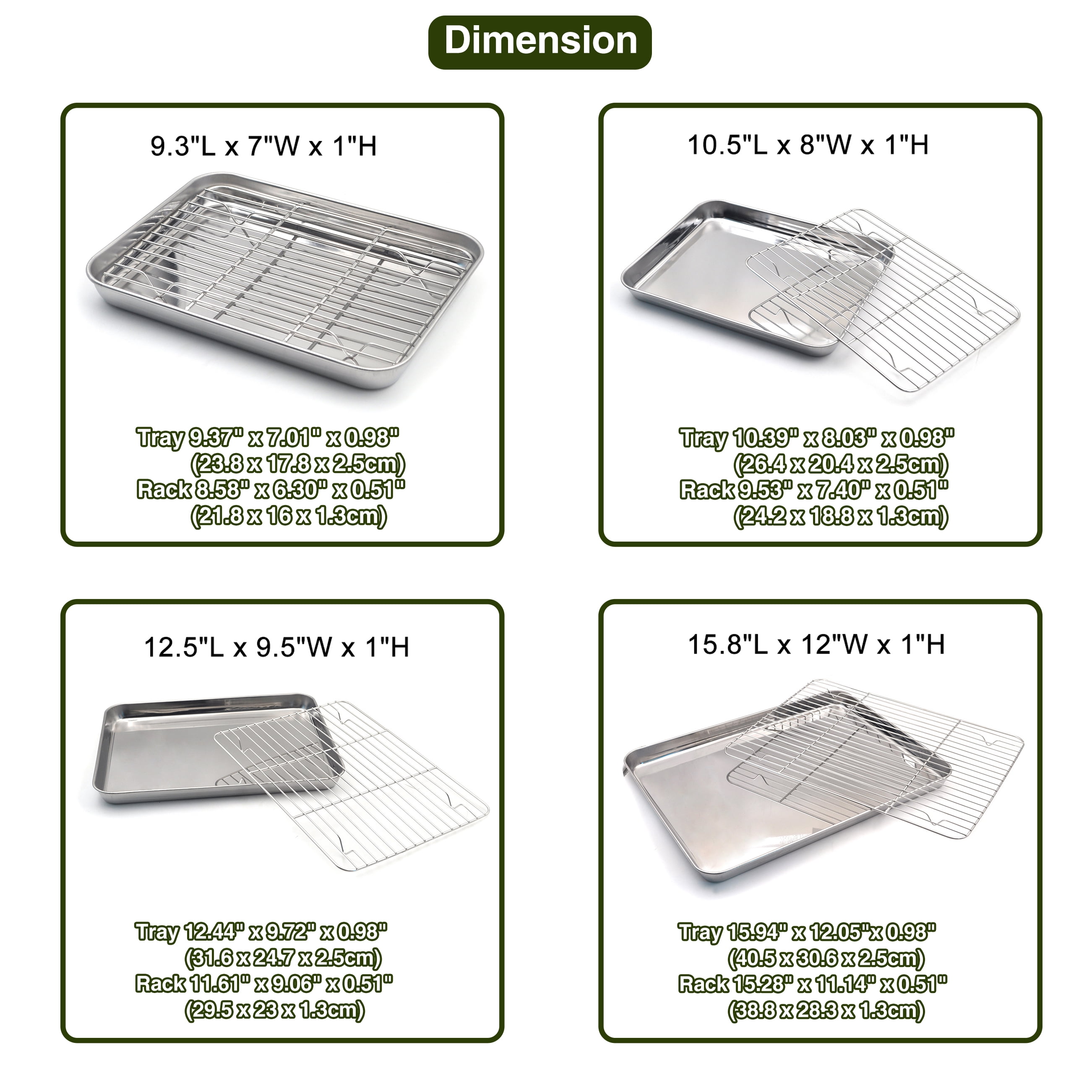 Aspire Baking Sheets and Racks Set, Stainless Steel Oven and Dishwasher Safe Wire Rack, Easy Clean-S 3 Pcs