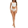 thumbnail image 2 of INSPIRE CHIC Women's Hi-Cut High Waist Briefs Full-Coverage Underpants, Available in Plus Size L Beige, 2 of 4