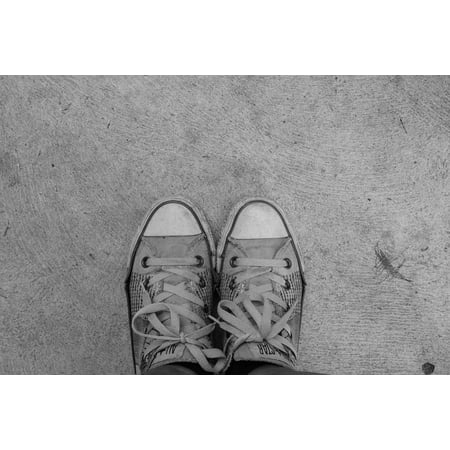 Canvas Print Feet Standing Alone Shoes Converse All Stars Stretched Canvas 10 x (Best Shoes For Standing All Day)