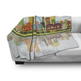 thumbnail image 3 of Boston Soft Flannel Fleece Throw Blanket, Cartoon Illustration of Vibrant City Life and Flying Tiny Seagulls Above the Town, Cozy Plush for Indoor and Outdoor Use, 60" x 80", Multicolor, by Ambesonne, 3 of 6