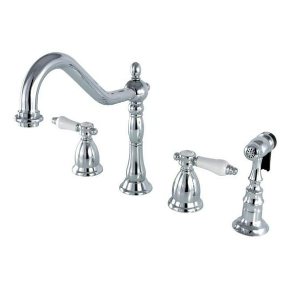 Kingston Brass KS1791BPLBS Widespread Kitchen Faucet with Brass Sprayer, Chrome