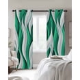 thumbnail image 2 of Green White Moire Black Out Curtains 72 Inch Long, Light Blocking Drapes with Black Liner, Modern Abstract Art Thermal Insulated Blackout Curtains for Bedroom Living Room 52"x72" 2 Panels, 2 of 8