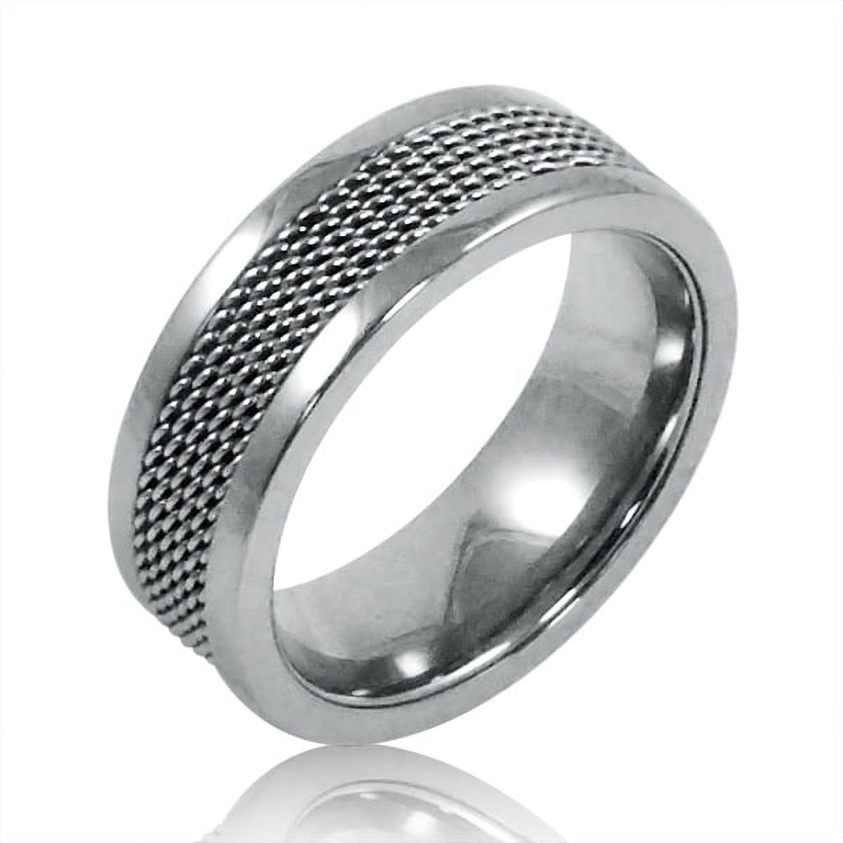 8mm Titanium Ring For Men With Sterling Silver Inlay - Comfort Fit, Sizes 8-12, Free Engraving