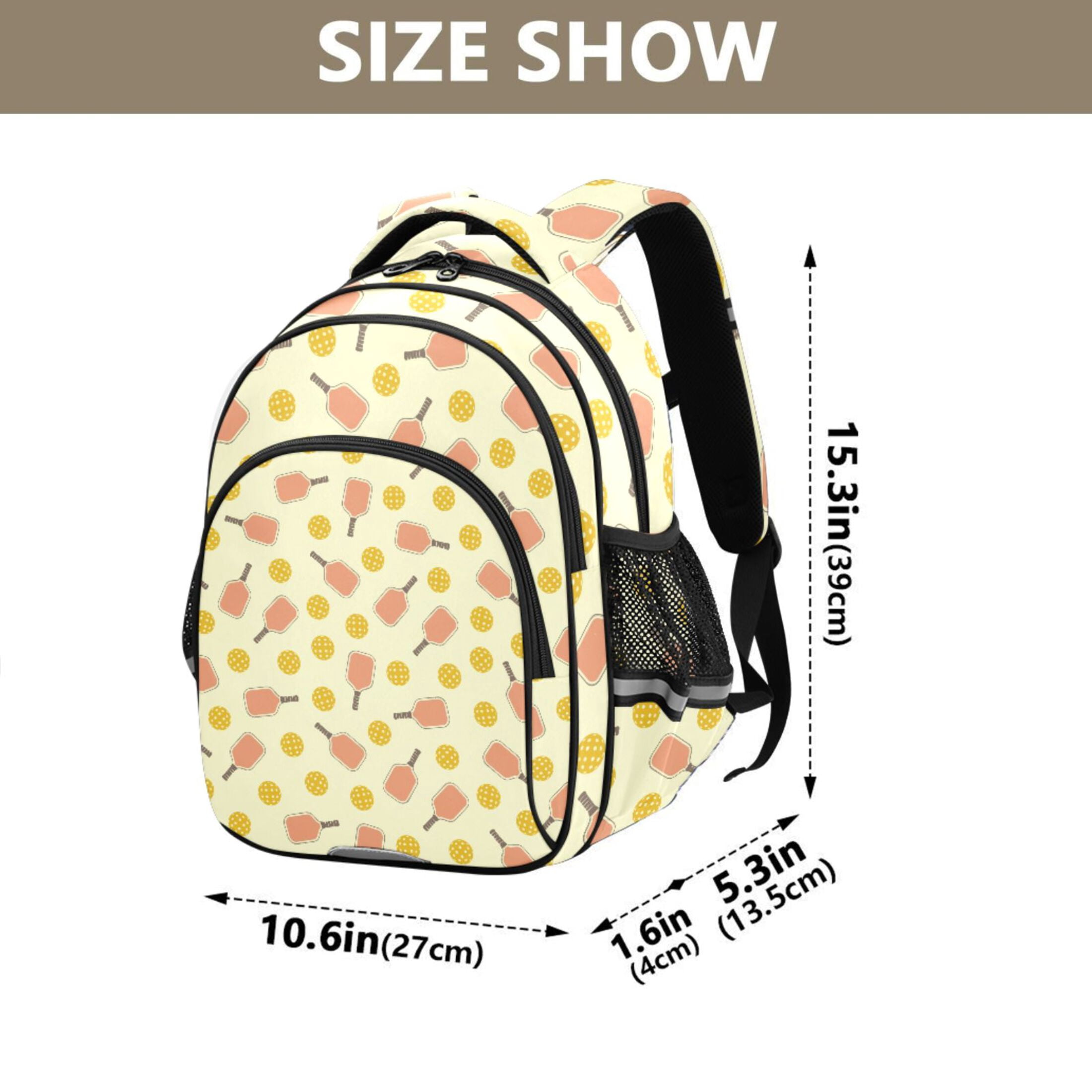 ALAZA Yellow Pickleball Balls School Backpack Elementary Bag Bookbag Travel Rucksack