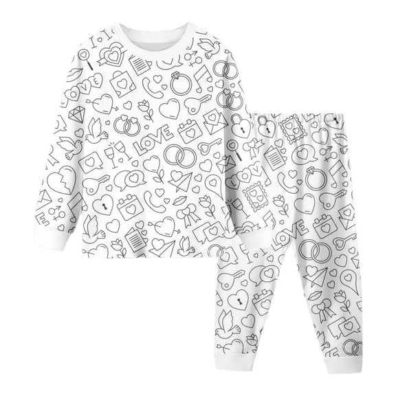 HNMKIU Boys Sleepwear & Robes Playful DIY Hand Painted Homewear Set for Kids Pajama White,7-8 Years