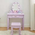 thumbnail image 2 of Yeshouse Kids Vanity Set, Pretend Play Girls Vanity Table and Chair Set with Lighted Mirror, Stool, and Wood Makeup Playset, 2 of 5