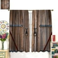 thumbnail image 3 of Vintage Wood Door Curtains Rustic Farmhouse Barn Door Rustic Theme Pattern Blackout Curtains Vintage Cottage Living Room Printed Curtains 42x54 Inches 2 Panels, 3 of 6