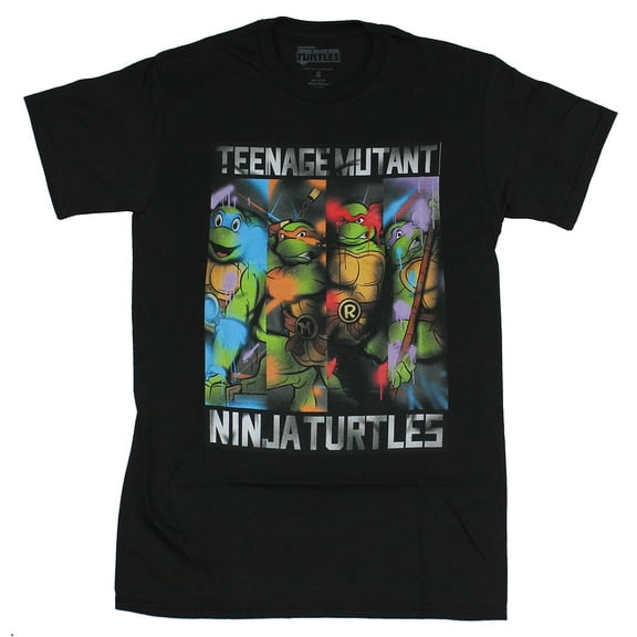 Teenage Mutant Ninja Turtles Mens T-Shirt - Sprayed Cartoon Heroes Bars (Small)