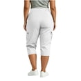 thumbnail image 5 of Diufon Plus Size Cargo Pants for Women Button Elastic Waisted Travel Hiking Capri Pants with Multi Pockets, 5 of 9