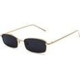 thumbnail image 1 of Retro Rectangle Sunglasses for Women Men Square Narrow Hip Hop Small Frame Sun Glasses, 1 of 5