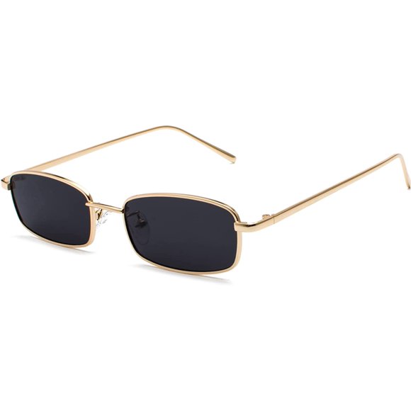 Retro Rectangle Sunglasses for Women Men Square Narrow Hip Hop Small Frame Sun Glasses