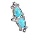 thumbnail image 2 of JQUEEN Women's Turquoise Ring Vintage 925 Sterling Silver Flower Ring Pear Shape Statement Rings Size 6-9, 2 of 5