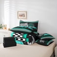 thumbnail image 6 of Manfei Cyan Racing Car 7 Pieces Bedding Comforter Set for Boys, Modern Checkered Flag Full Bedding Set, Fashion Honeycomb Reversible Fitted Sheet Flat Sheet, Microfiber Bedroom Decor, 6 of 8