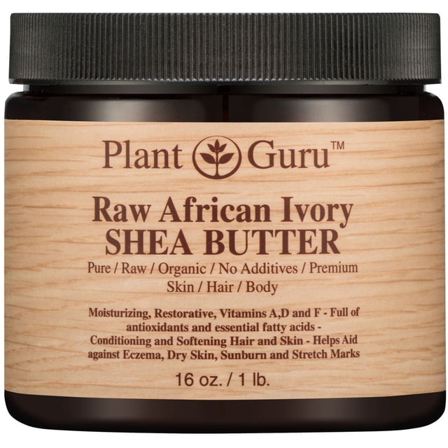 Manteca de karité Plant Guru, cruda, africana, 100% pura, 480 ml, color marfil