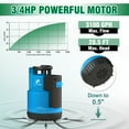 thumbnail image 4 of FLUENTPOWER  3/4HP Submersible Sump Pump 3100GPH Utility Water Pump, Auto/Manual Control by Integrated Float Switch, with 16.4 Ft Cord for Pool Tub Garden Pond Flooded Basement Draining, 4 of 9