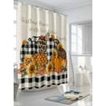 thumbnail image 3 of Fall Shower Curtain Pumpkin Maple Leaves Shower Curtains for Bathroom Thanksgiving Decor, Waterproof Polyester Shower Curtain Set with Hooks, Stall Long Size 54"x78" Mushroom Black Plaid, 3 of 6
