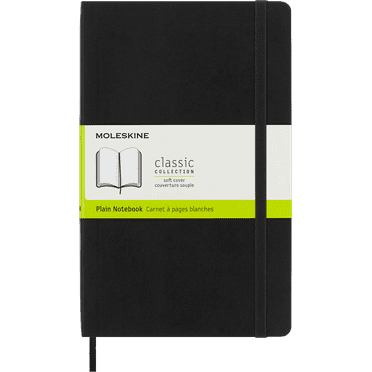 Moleskine Classic Notebook, Soft Cover, Large (5" x 8.25"), Plain, Black
