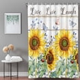 thumbnail image 3 of Bathroom Shower Curtain Yellow Sunflower Butterfly Watercolor Leaves Waterproof Shower Curtains with Hooks, Farm Wood Grain Bath Curtains Bathtub Curtain Home Decor 48x72in, 3 of 9