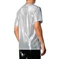 thumbnail image 3 of INSPIRE CHIC Shiny T-Shirt for Men's Crew Neck Short Sleeves Party Disco Metallic Tee Tops, 3 of 5